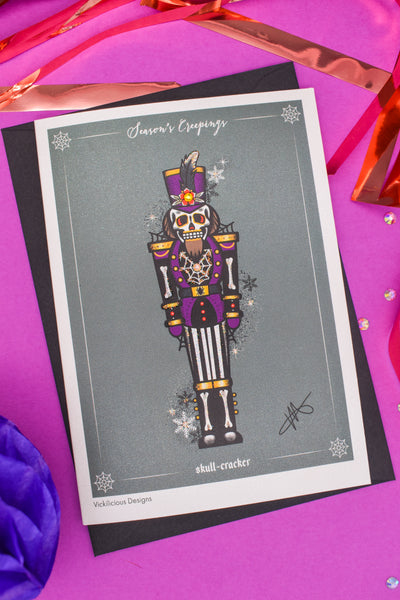 Season's Creepings | Skull-Cracker Handmade Christmas Card