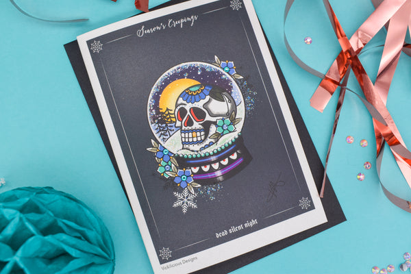 Season's Creepings - Dead Silent Night Handmade Christmas Card