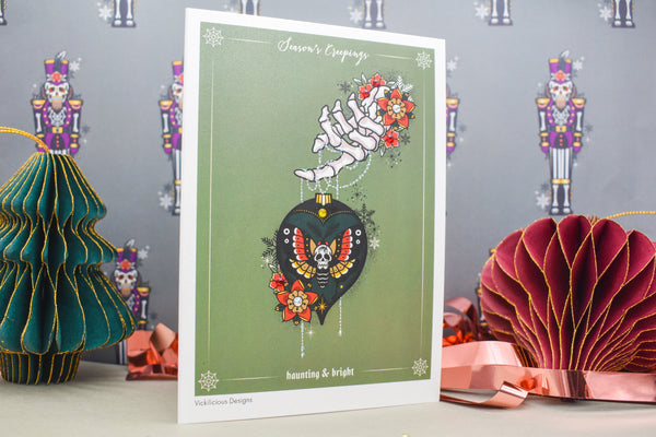 Seasons Creepings | Haunting & Bright Moth Bauble Christmas Card