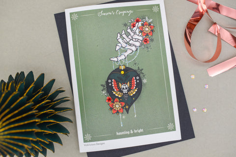Seasons Creepings | Haunting & Bright Moth Bauble Christmas Card