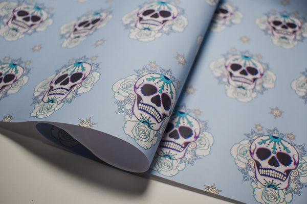 Frosted Snow Flake Sugar Skull Christmas Gift Wrapping
