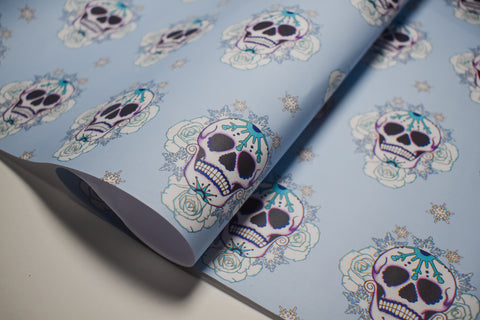 Frosted Snow Flake Sugar Skull Christmas Gift Wrapping