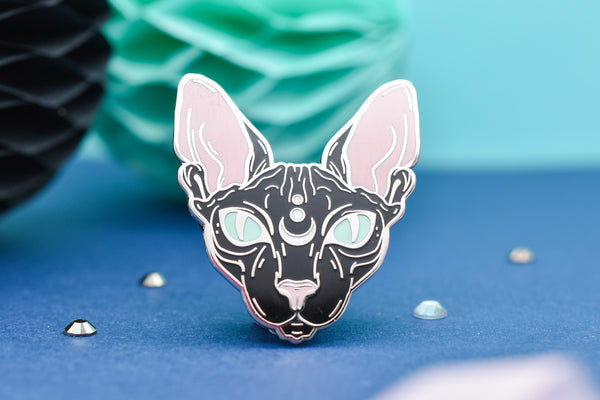 Lunar Witch Black Cat Enamel Pin