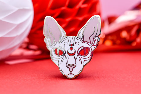 Lunar Witch White Cat Enamel Pin