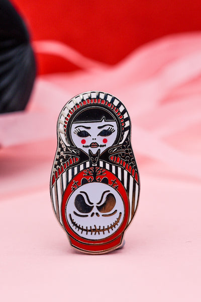 Little Nightmare | Skeleton Jack Cute & Creepy Russian Doll Hard Enamel Pin