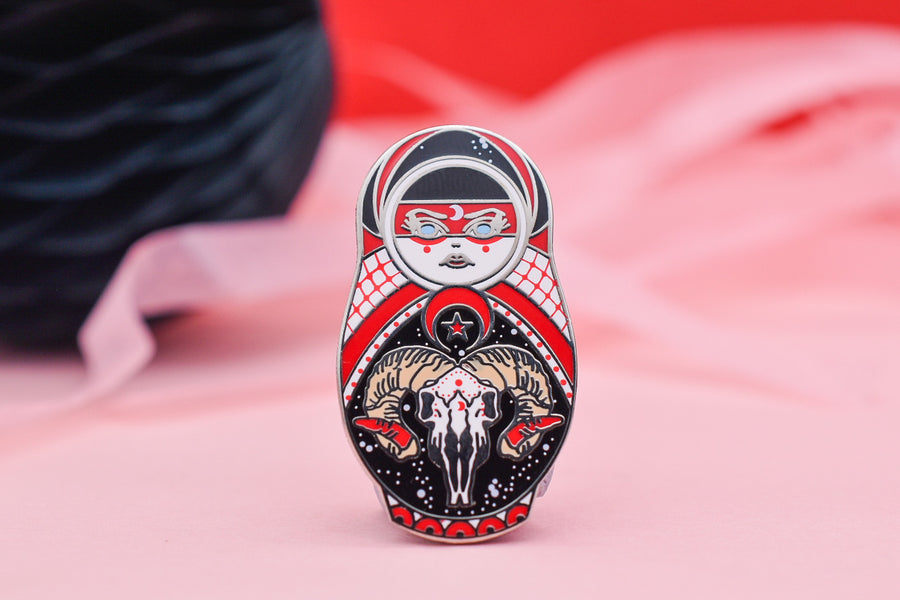 Witch From Hell - Baphomet Cute & Creepy Russian Doll Hard Enamel Pin