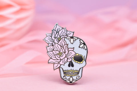 Sugar Skull & Lotus Flower Dreams Hard Enamel Pin
