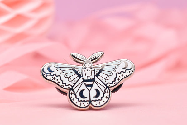 Dreamy Moon Moth Hard Enamel Pin