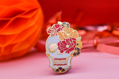 THE ART OF REMEMBRANCE Day of the Dead Poppy Sugar Skull & Hard Enamel Pin