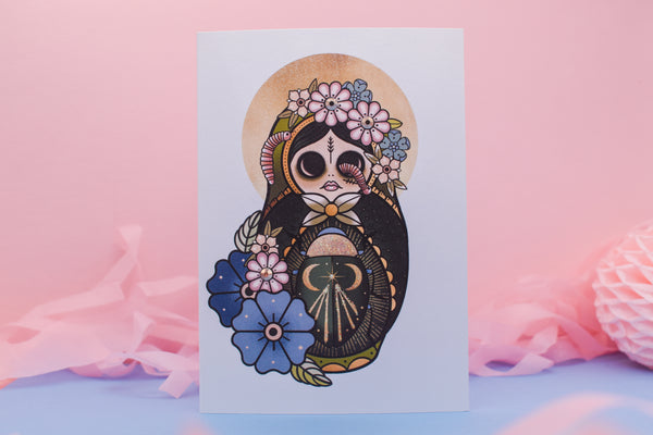 Vemillia Worm Moon Handmade Card