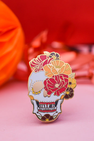 THE ART OF REMEMBRANCE Day of the Dead Poppy Sugar Skull & Hard Enamel Pin