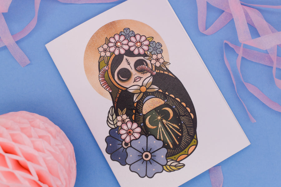 Vemillia Worm Moon Handmade Card