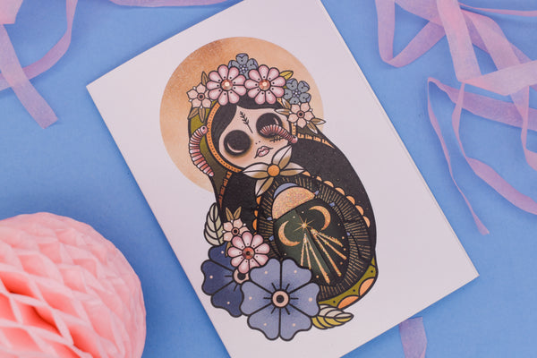 Vemillia Worm Moon Handmade Card