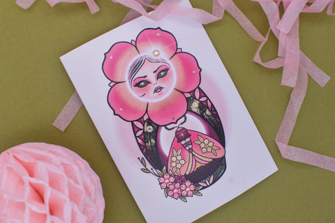 Phloxanna Pink Moon Handmade Card