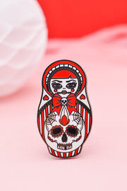 Sweet as Hell | Candy Striped Cute & Creepy Russian Doll Hard Enamel Pin