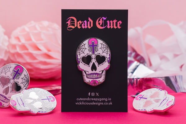 Dead Cute Sacred Skull Candy Enamel Pin