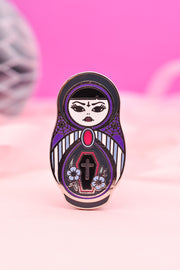 Sorta Spooky | Vampire Cute & Creepy Russian Doll Hard Enamel Pin