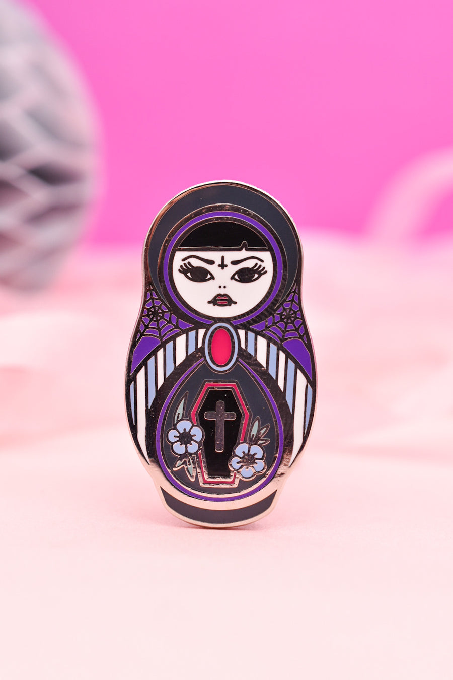 Sorta Spooky | Vampire Cute & Creepy Russian Doll Hard Enamel Pin
