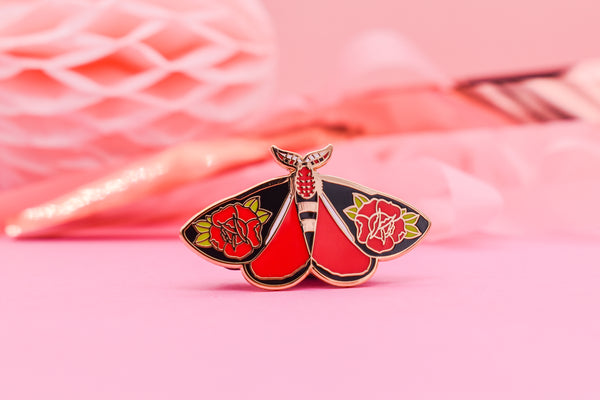 Rosey Moth Hard Enamel Pin Gold