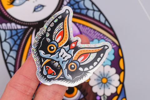 Lunar Witch Bat glitter sticker