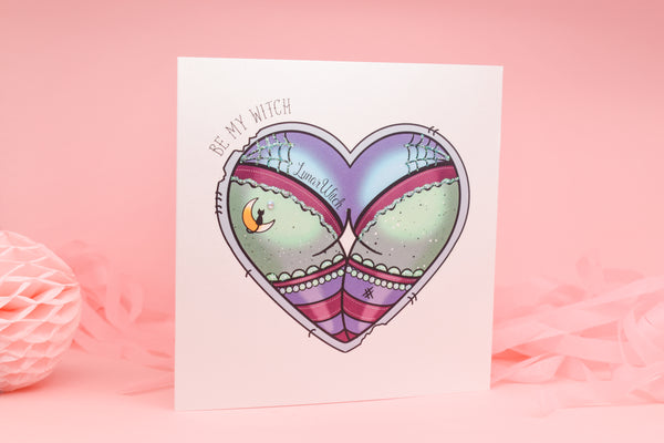 Be My Witch Lunar Witch Booty Heart Tattoo Handmade Card