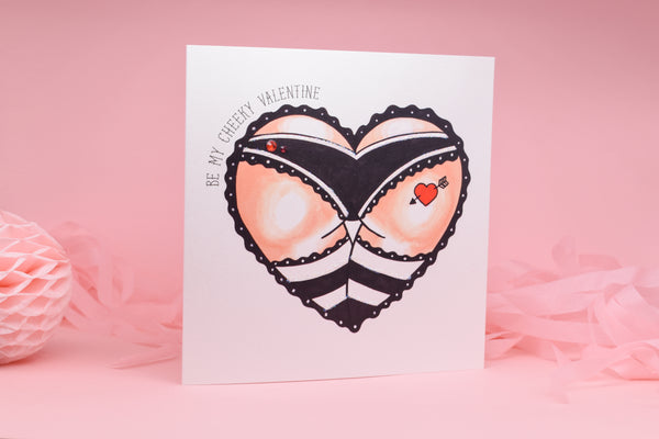 Cheeky Punk Girl Booty Heart Tattoo Handmade Valentine's Day Card
