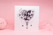 Sugar Skull 'Til Death' Heart tattoo handmade Card