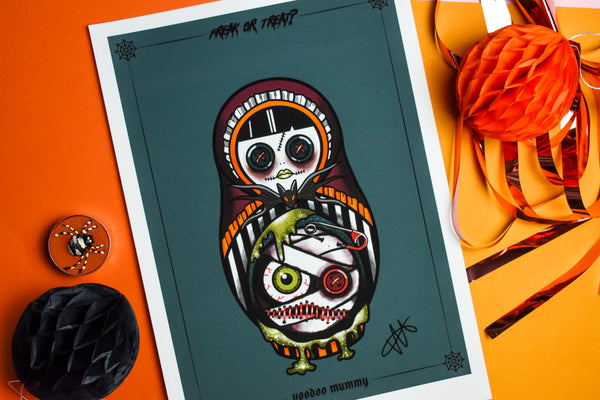 Voodoo Mummy - Freak or Treat? Halloween Tattoo Print