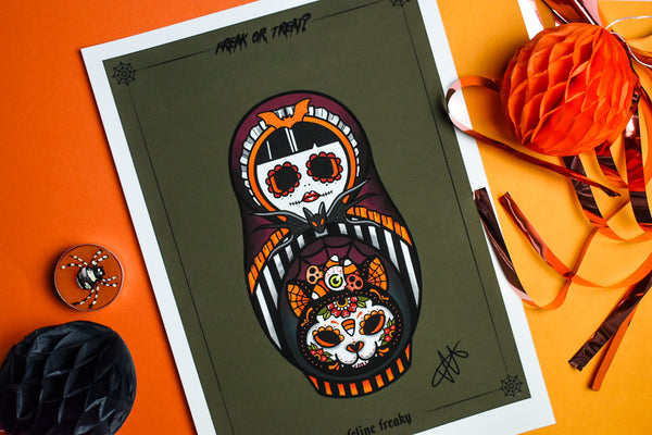 Feline Freaky - Freak or Treat? Halloween Tattoo Print