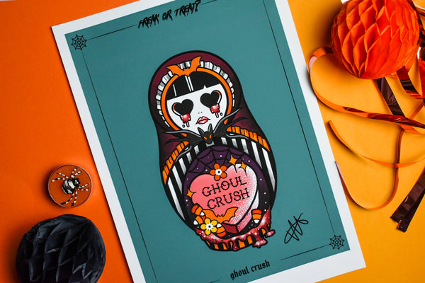 Ghoul Crush - Freak or Treat? Halloween Tattoo Print