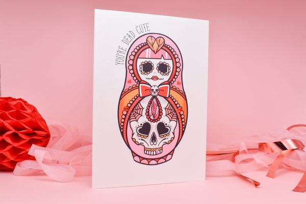 You're Dead Cute - Sugar Skull Cute & Creepy Doll Tattoo Hanadmade Card