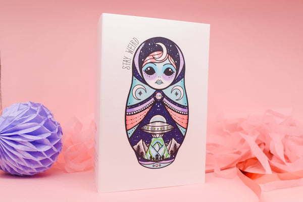Stay Weird - Alien Russian Doll Tattoo handmade card