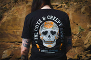 Cute & Creepy Gang|  Dead Cute Sugar Skull Yellow Rose Front and Back Print T-shirt