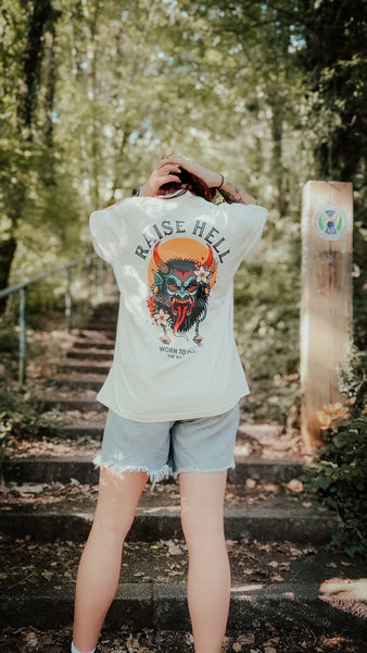 Raise Hell Krampus Organic Oversized T-Shirt – Cream
