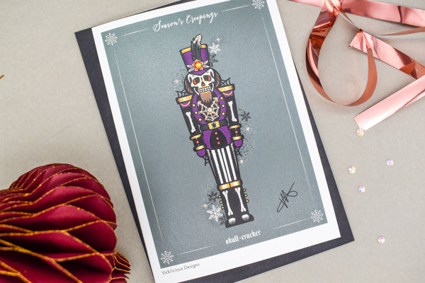 Season's Creepings - Skull-Cracker Handmade Christmas Card