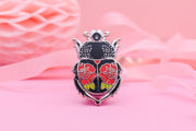 Ink & Blood Rose Beetle Hard Enamel Pin — Tattoo Bug Pin for Nature Lovers