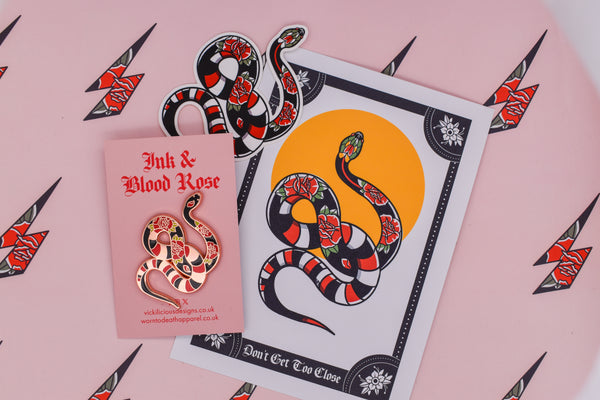 Don’t Get too Close | Snake Tattoo | Ink & Blood Rose Collectors Set