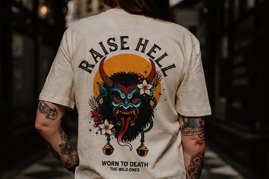 Raise Hell Organic T-Shirt | Japanese Demon Tattoo Graphic Tee