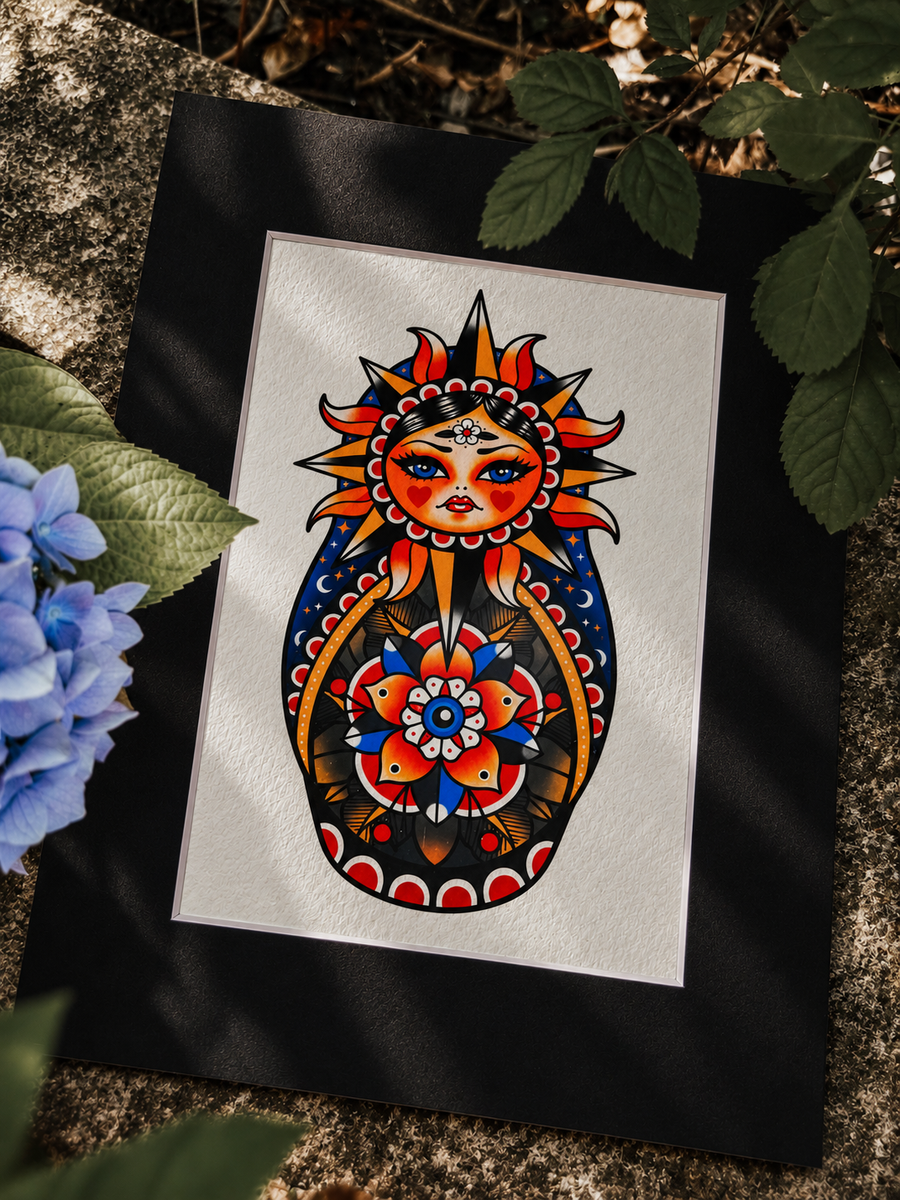 Shine Without Fear – Tattoo Inspired Mounted Art Print