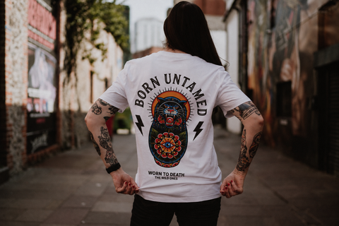 Born Untamed Panther Russian Doll Organic T-Shirt | Worn to Death Apparel