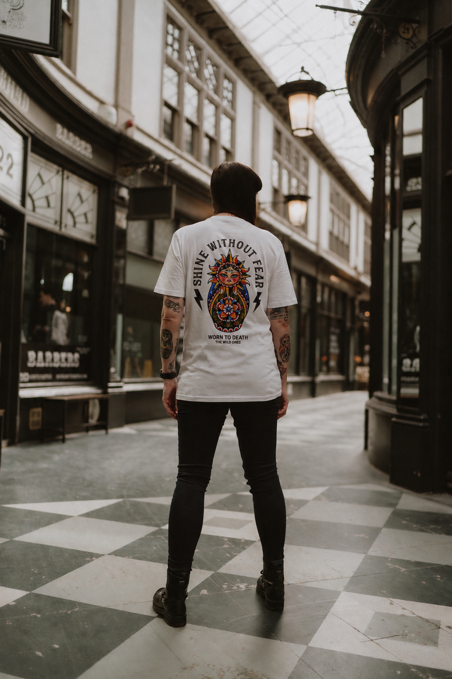 Shine Without Fear Russian Doll Organic T-Shirt | Worn to Death Apparel