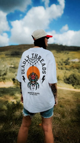 Deadly Threads Spider Tattoo Organic Oversized T-Shirt – White
