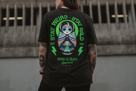 Stay Weird • Stay Wild | Alien Russian Doll Tattoo T-Shirt