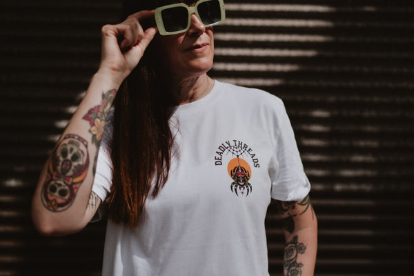 Worn to Death T-shirts | Deadly Threads Ink & Blood Rose Spider Tattoo