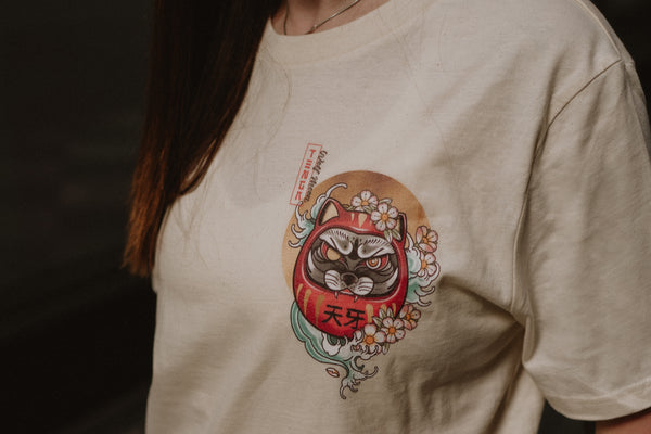 Tenga Wolf Moon Daruma Doll |  Front & Back Print T-shirt