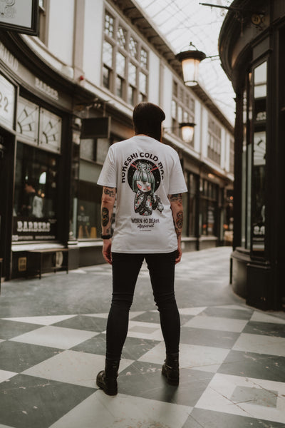 Kokeshi ColdMoon T-shirt | Front & Back Print White T-shirt