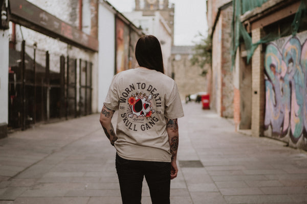 Dead Cute Skull Gang | Front & Back Print Desert Dust T-shirt