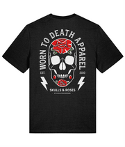 Worn To Death Skulls & Roses Black T-shirt - front and back print