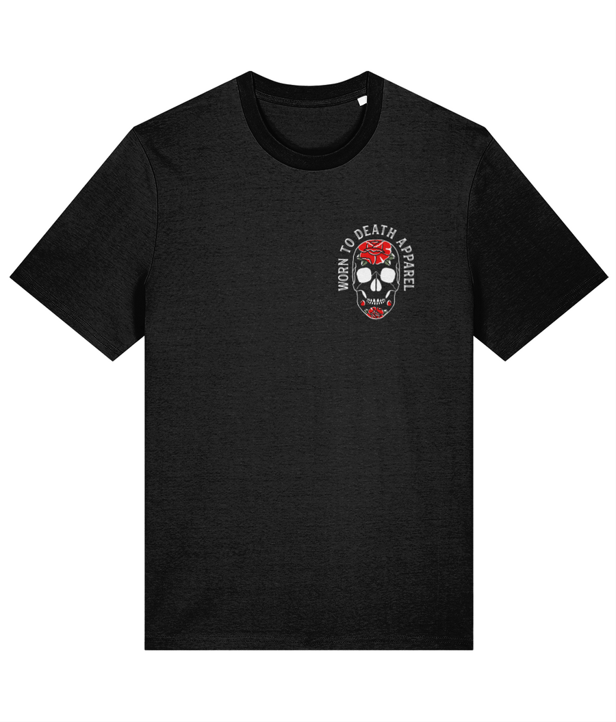 Worn To Death Skulls & Roses Black T-shirt - front and back print
