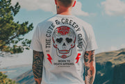 Cute Creepy Gang | Dead Cute Sugar Skull Red Rose | Front & Back Print White T-shirt